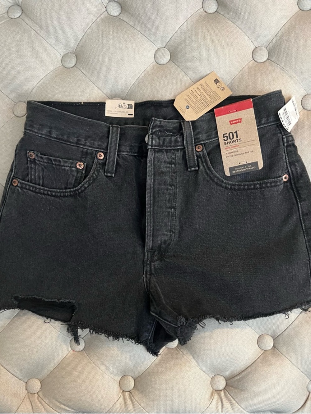 Levi's Black 501 Cutoff Denim Shorts